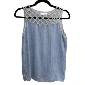 THML Sleeveless Criss Cross Chambray Tank Top